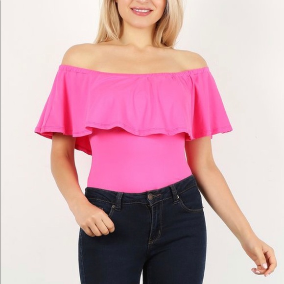 Ruffle Layer Off-shoulder Bodysuit - Picture 1 of 5